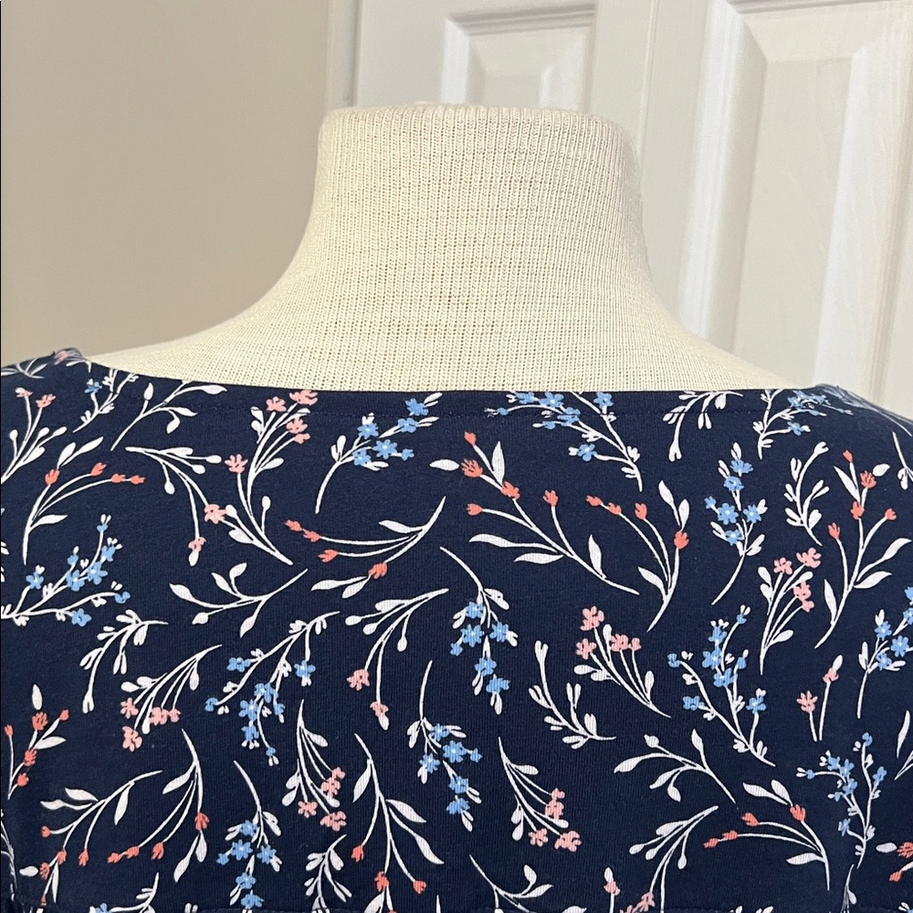 NWT Croft & Barrow Navy Blue Floral Print Long Nightgown Size 3X - Picture 9 of 14